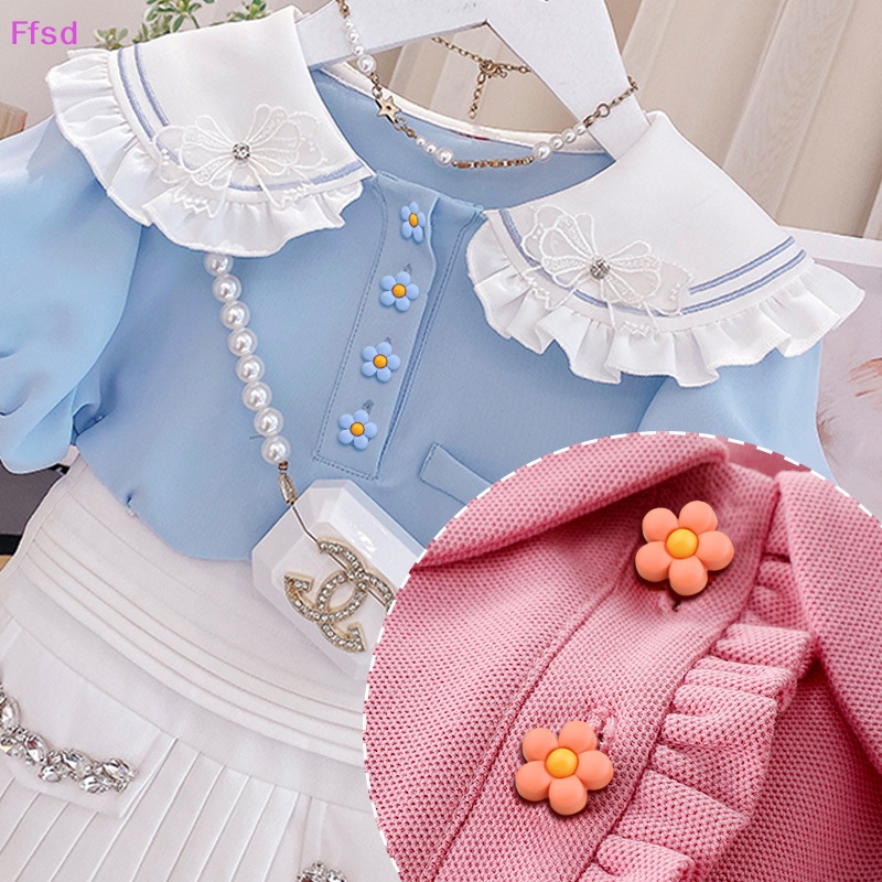 Set 10 Nút Hoa Nhiều Màu Kích Thước 18 / 15mm Trang Trí Áo Len / Đầm Cho Bé