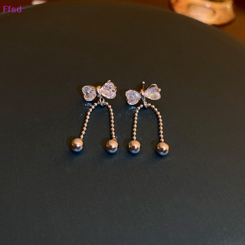 {Ffsd} Khuyên Tai Đinh Tán Tua Rua Thắt Nơ Đính Đá Zircon Quà Tặng Tiệc Cưới Sản Phẩm Mới Bán Chạy Cho Nữ