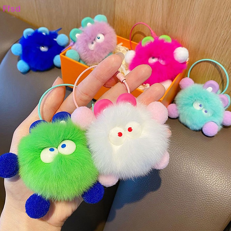 {Ffsd} Móc Chìa Khóa Xe Hơi Bằng Lông Thỏ Rex Tự Nhiên Có Dây Đeo Quà Tặng Cho Bạn Gái / Túi Xách Nhỏ Briquettes Dễ Thương *