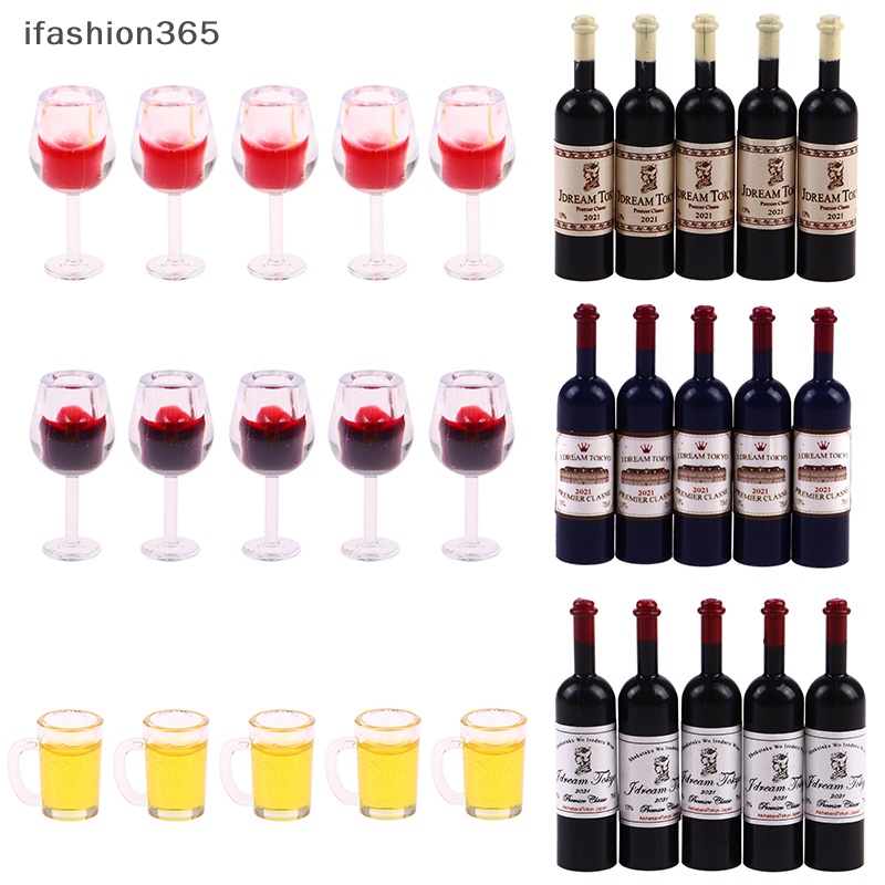 Set 5 Cốc Uống Rượu / Bia Mini Tỉ Lệ 1: 12 Dùng Trang Trí Nhà Búp Bê