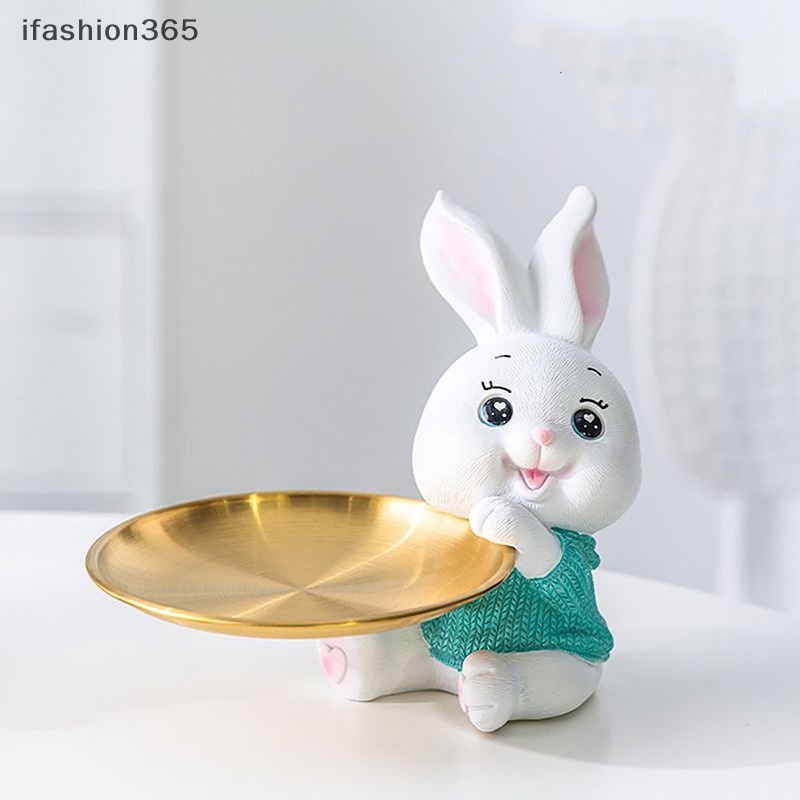 Khay Đựng Chìa Khóa / Tượng Thỏ Điêu Khắc Thủ Công Để Bàn Trang Trí Phòng Khách / Nhà Cửa ifashion365