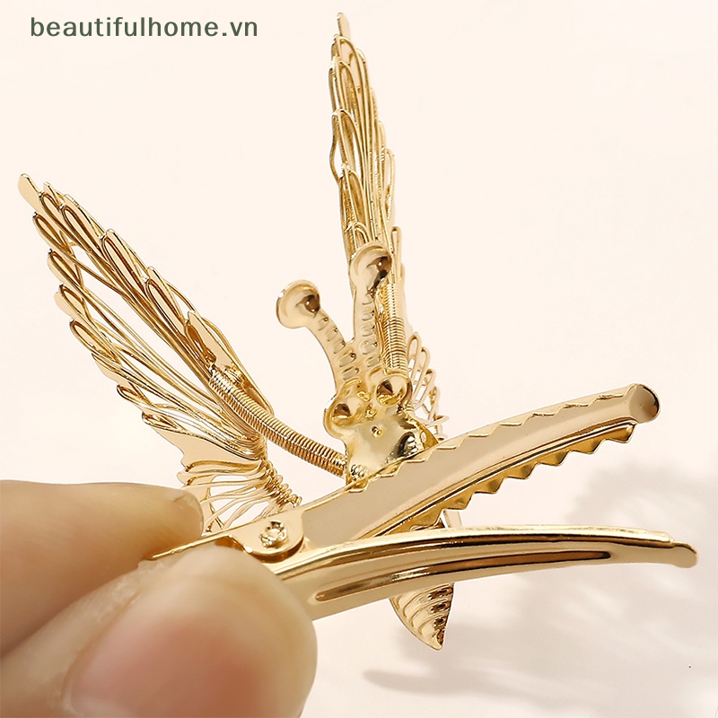 [beautifulhome] Kẹp Tóc Bướm Chuyển Động Màu Vàng Kim Cổ Điển Dễ Thương [Đẹp]