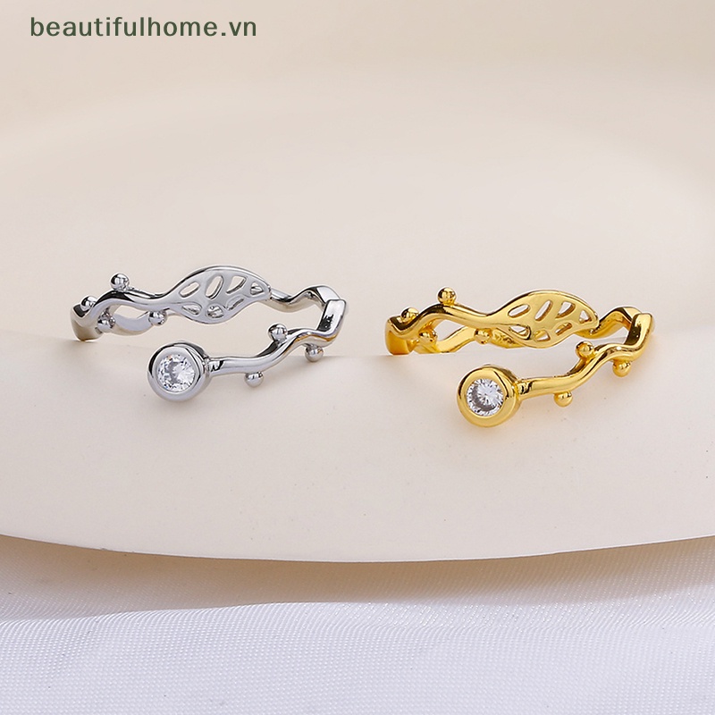 [beautifulhome] Nhẫn Dạng Hở Hình Lá Mây Lượn Sóng Màu Bạc Thiết Kế Độc Đáo Trang Sức Đám Cưới Cho Nữ [beauty
