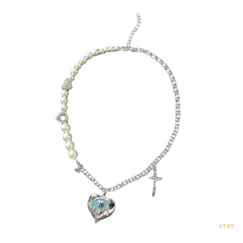 Vòng cổ Hợp Kim Mặt Chữ Thập Đính Đá Thời Trang