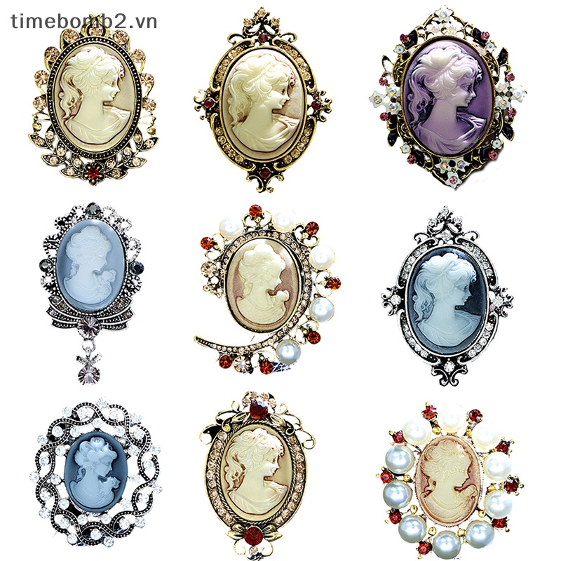 {Timebomb} Trâm Cài Áo Dập Nổi Hình Đầu Lâu Cổ Điển Thời Trang Cổ Điển Đính Đá Ngọc Trai Cho Tiệc Cưới