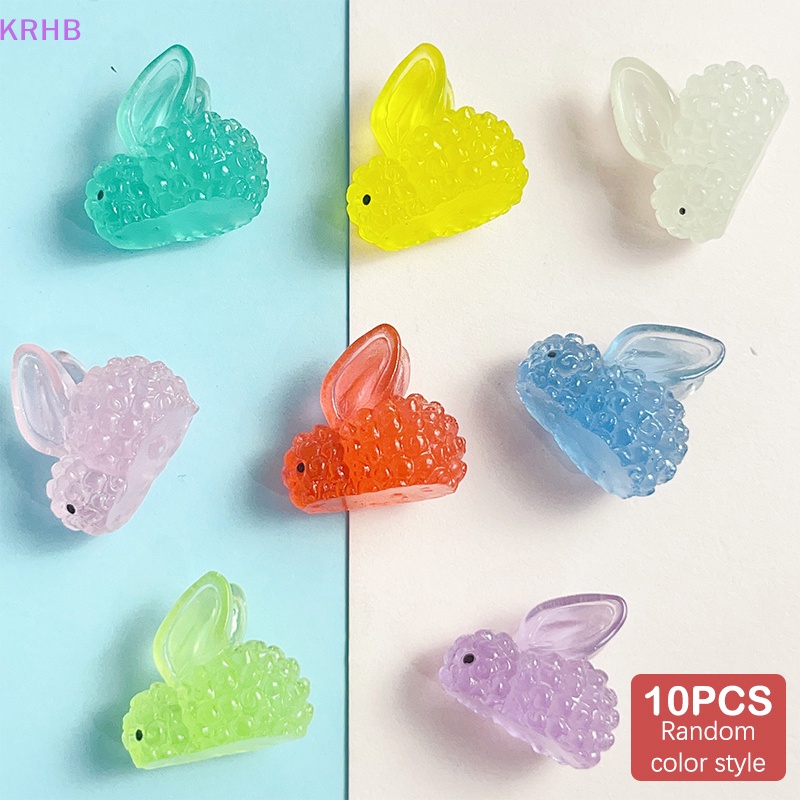 Set 10 Tượng Thỏ Dạ Quang Bằng Nhựa Resin Thủ Công Sáng Tạo Dành Cho Trang Trí Tiểu Cảnh Mới