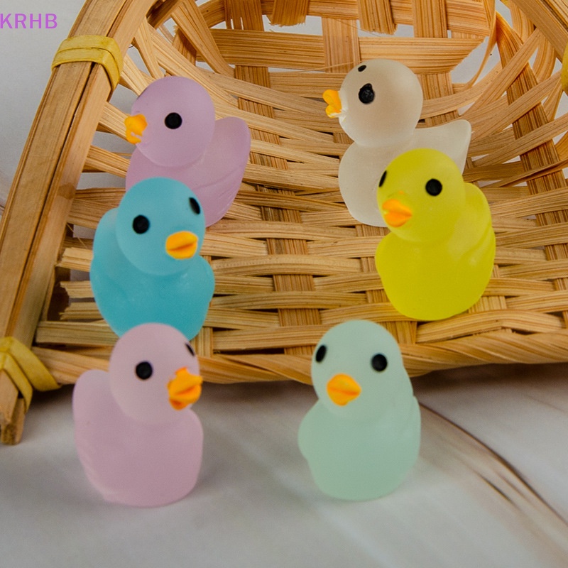 Set 10 Tượng Vịt Dạ Quang Mini Bằng Nhựa Resin Trang Trí Tiểu Cảnh Mới