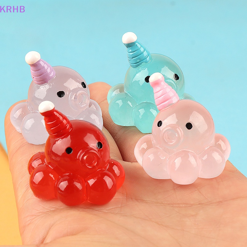 Bộ 2 Tượng Bạch Tuộc Mini Bằng Nhựa Phát Quang Trang Trí Vườn Nhà Mới