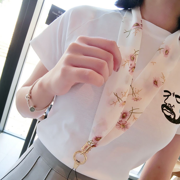 Mobile Dây Đeo Điện Thoại Bằng Lụa Dài Hai Trong Một Không Trang Trí Có Thể Tháo Rời Cho Nữ