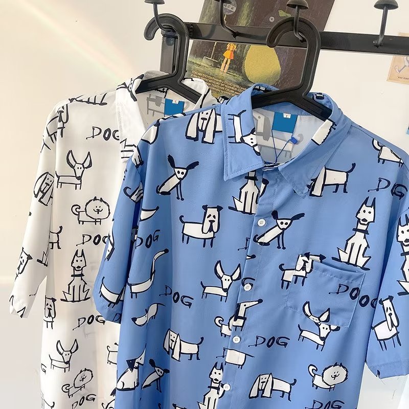 Áo Sơ Mi polo Tay Ngắn Màu Xanh Dương Phong Cách Nhật Bản Thời Trang Mùa Hè Cho Nam