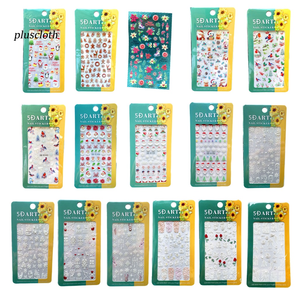 &lt; Pluscloth &gt; Nhãn Dán Trang Trí Móng Tay Tự Dính Họa Tiết Dập Nổi Dễ Tháo Rời