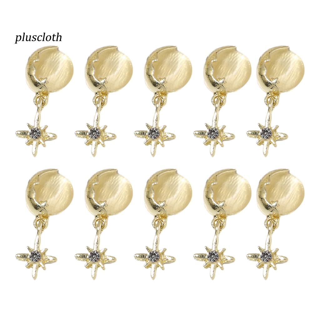 &lt; Pluscloth &gt; Set 10 Nhẫn Đính Mặt Hình Hành Tinh Nơ Cà Rốt Lấp Lánh Dễ Thương Trang Trí Móng Tay Nghệ Thuật Cho Salon