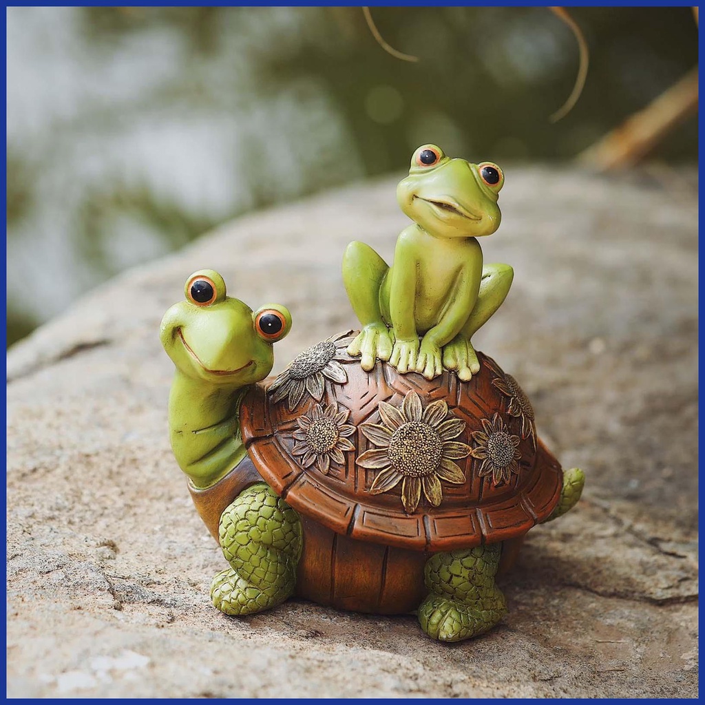 Đồ trang trí Chú Ếch / Rùa Bằng Nhựa Resin Màu Sáng Dễ Thương Trang Trí Sân Vườn