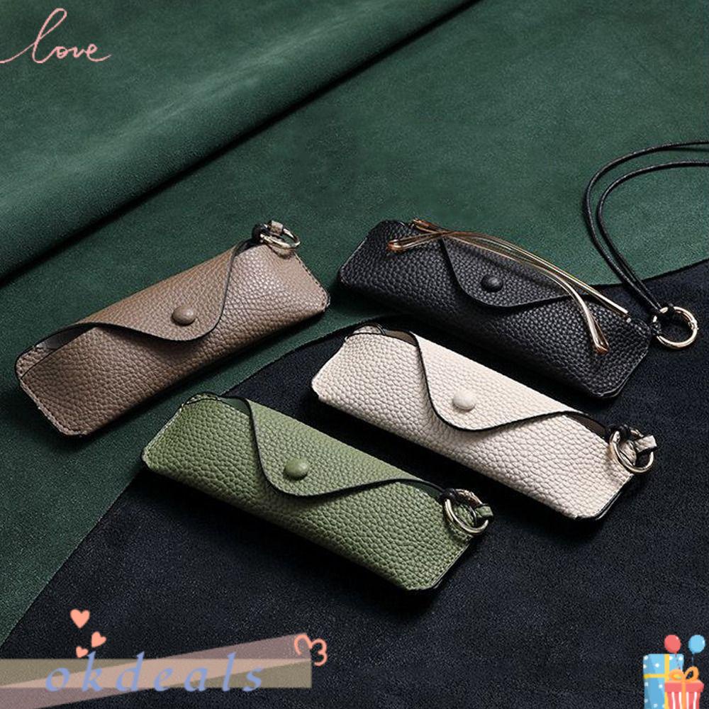 Túi Da PU Đựng Mắt Kính Có Dây Đeo Tiện Dụng