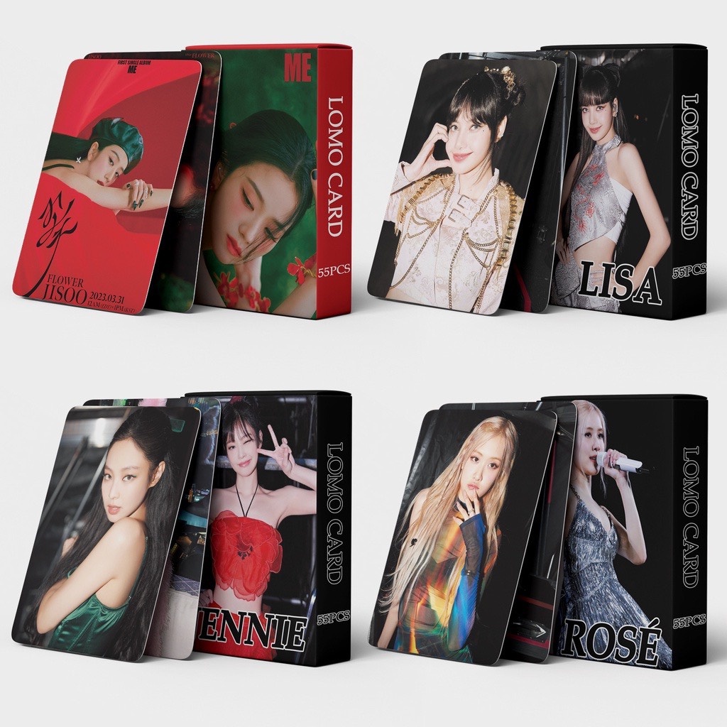 Lomo card  Blackpink Jisoo Lisa Jennie Rose Album Flower Solo ảnh thẻ bộ sưu tập idol Kpop