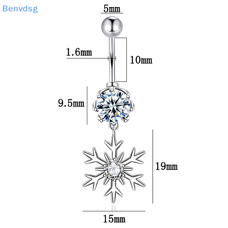 Khuyên Rốn Bằng Thép Không Gỉ Đính Đá Zircon Hình Bông Tuyết Màu Hồng Và Trắng Sáng Tạo Quyến Rũ Dành Cho Nữ