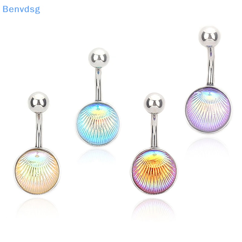 Khuyên Rốn Tròn Bằng Thép Không Gỉ Đính Vỏ Sò Nhiều Màu Sắc Chất Lượng Cao Cho Nữ