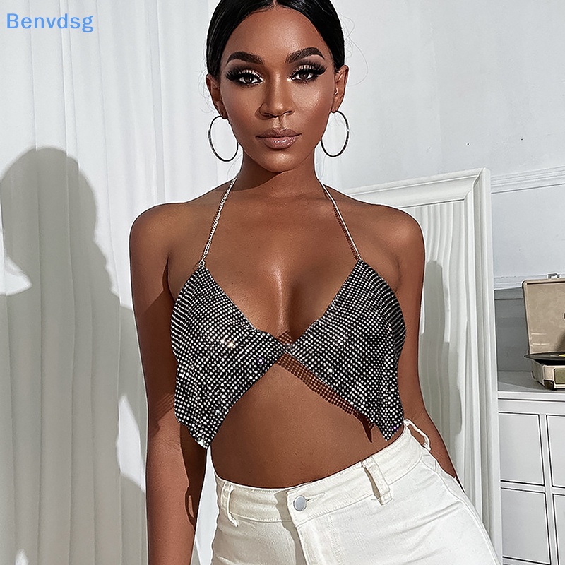 Benvdsg &gt; Áo Không Tay Khoét Cổ Chữ V Khoét Sâu Đính Kim Cương Pha Lê Handmade Quyến Rũ