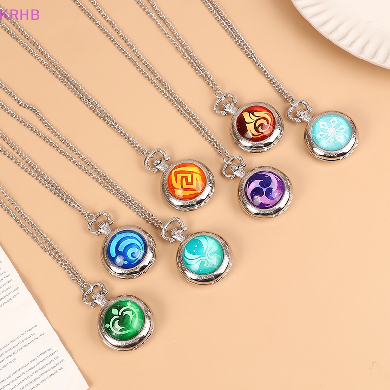 Krhb Genshin Va Chạm Mặt Vòng cổ Đồng Hồ Bỏ Túi Nắp Lật Cá Tính