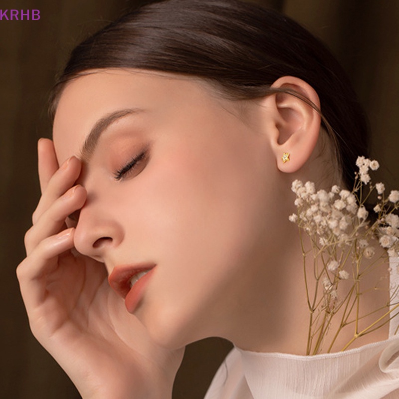 1 Đôi Khuyên Tai Bạc S925 Hình Ngôi Sao Năm Cánh Thời Trang Cho Nữ Mới