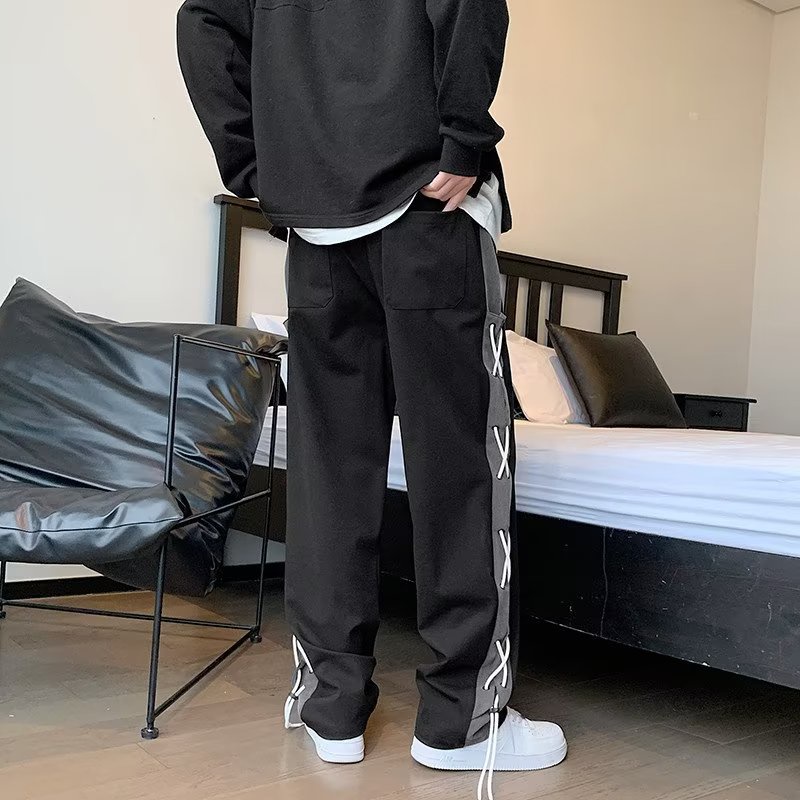 Quần Dài Ống Rộng Phối Màu Sắc Trẻ Trung Thời Trang Đường Phố Cho Nam