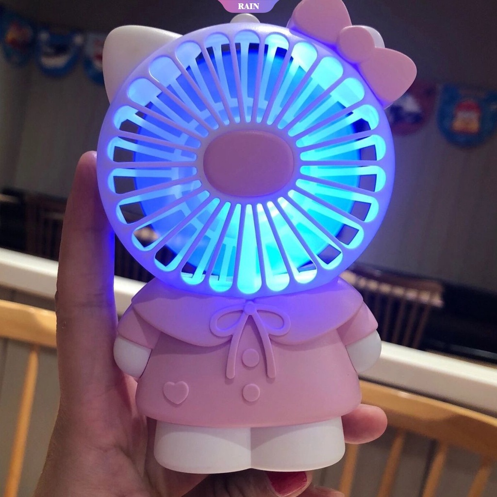 Quạt Mini Cầm Tay Sạc USB Hai Tốc Độ Điều Chỉnh Được Hình Hello Kitty