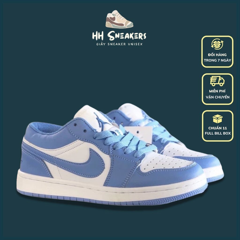 Giày Thể Thao Jordan Cổ Thấp Màu Xanh Dương, Giày Jordan JD1 Low Nam Nữ Chuẩn 11 Cao Cấp Full Bill Box
