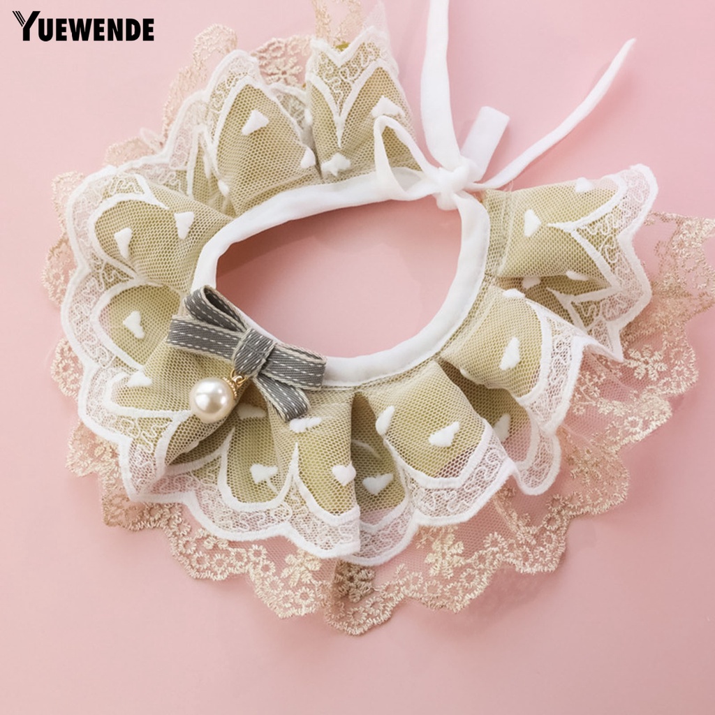 Yq.e Khăn Quàng Cổ Ren Lưới Thoáng Khí Ổn Định Chống Lạc Có Thắt Nơ Trang Trí Ngoài Trời Cho Thú Cưng