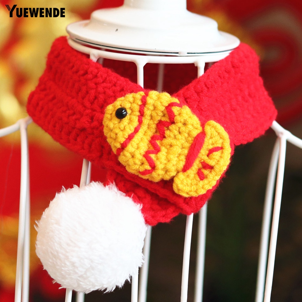 Khăn Choàng Cổ Bằng Len Siêu Mềm Thêu Họa Tiết Xinh Xắn Giữ Ấm Mùa Thu Cho Thú Cưng