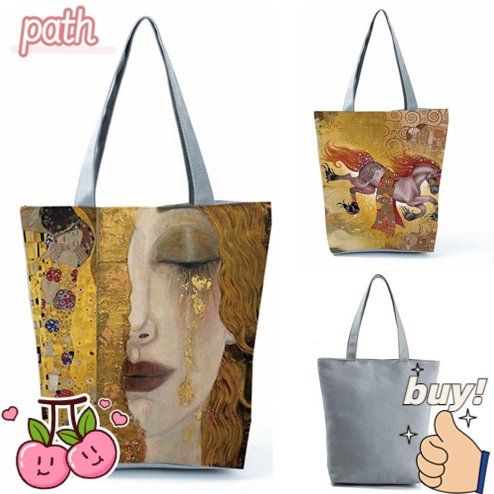 Túi Tote Vải Lanh Họa Tiết Tranh Sơn Dầu Thời Trang Cho Nữ