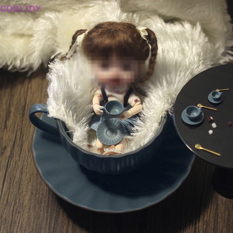 Bộ 3 Mô Hình Cốc Cà Phê Mini Tỉ Lệ 1: 12 Dùng Trang Trí Nhà Búp Bê