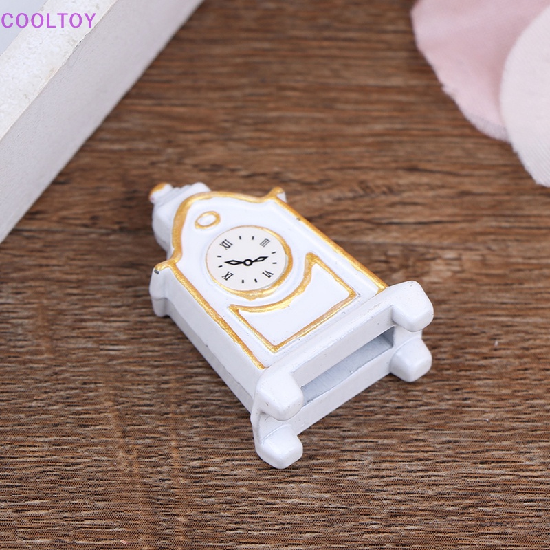 Cooltoy 1 Đồng Hồ Để Bàn Màu Trắng Phong Cách Retro Tỉ Lệ 1: 12 Trang Trí Nhà Búp Bê