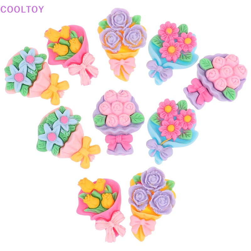 Bộ 10 Bông Hoa Nhựa Mini Dễ Thương Dùng Trang Trí Sổ Tay DIY