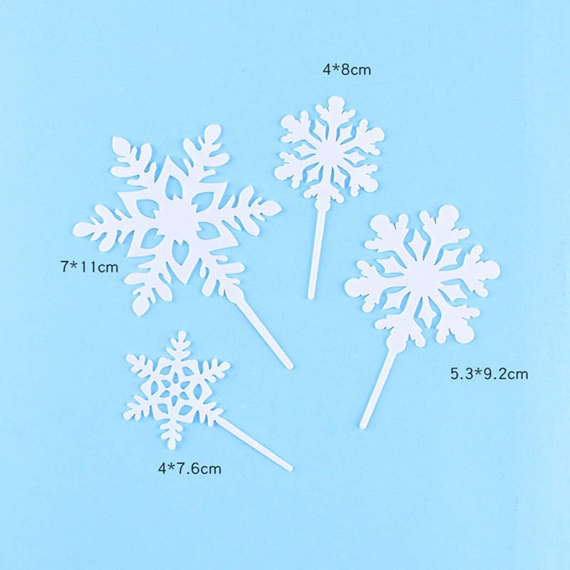 Set 4 Que Cắm Trang Trí Bánh Hình Bông Tuyết Xinh Xắn Thẻ