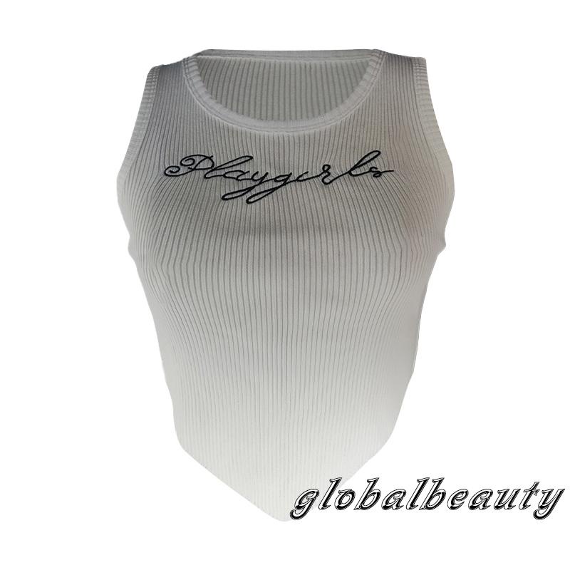 Áo Tank Top Không Tay Cổ Tròn Thêu Chữ Thời Trang Mùa Hè Dành Cho Nữ