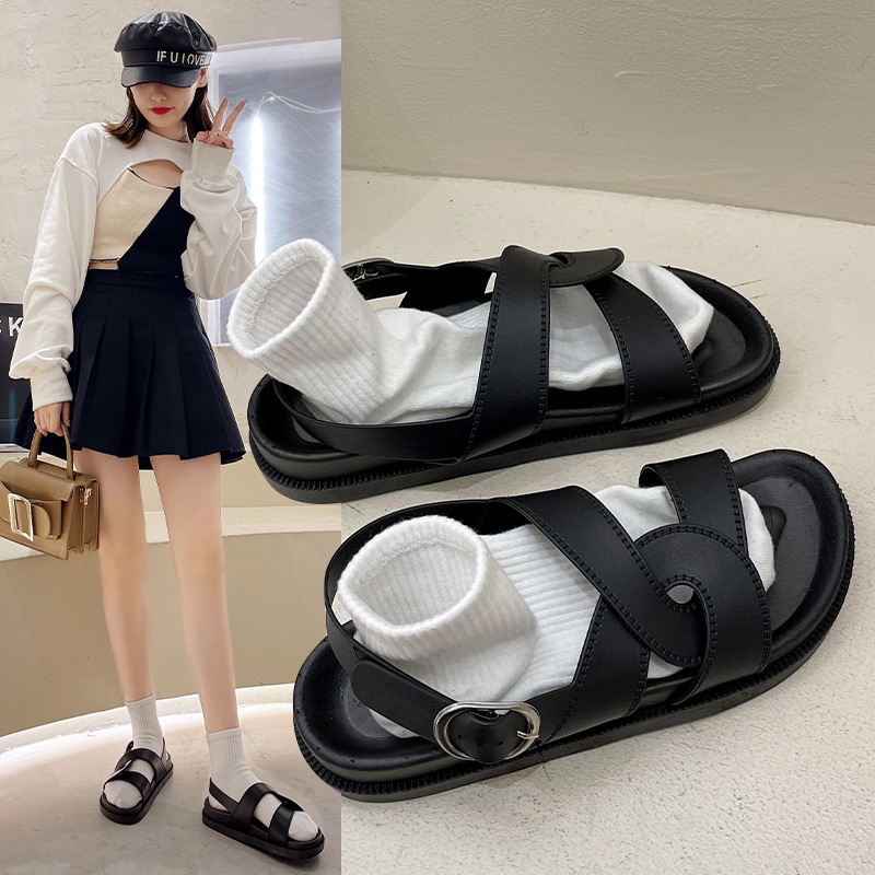 Giày Sandal Đế Dày Quai Chéo Phong Cách Hàn Quốc Thời Trang Mùa Hè Mới Cho Nữ