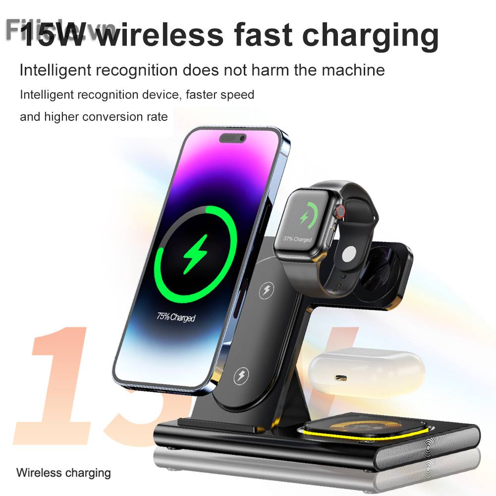 Đế Sạc Nhanh Không Dây 3 Trong 1 Cho iPhone Apple Watch