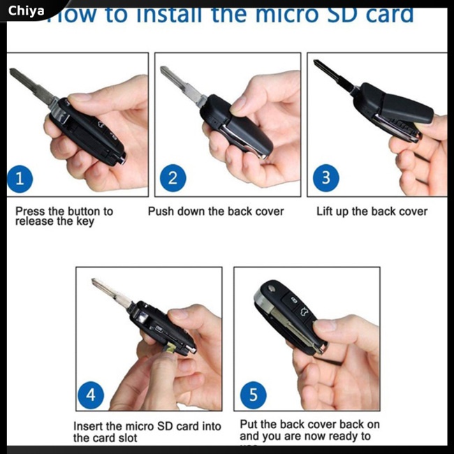 Máy Quay Hồng Ngoại Mini DVR 1080p HD Đa Năng Có Thể Nhìn Đêm Gắn Chìa Khóa Xe Hơi