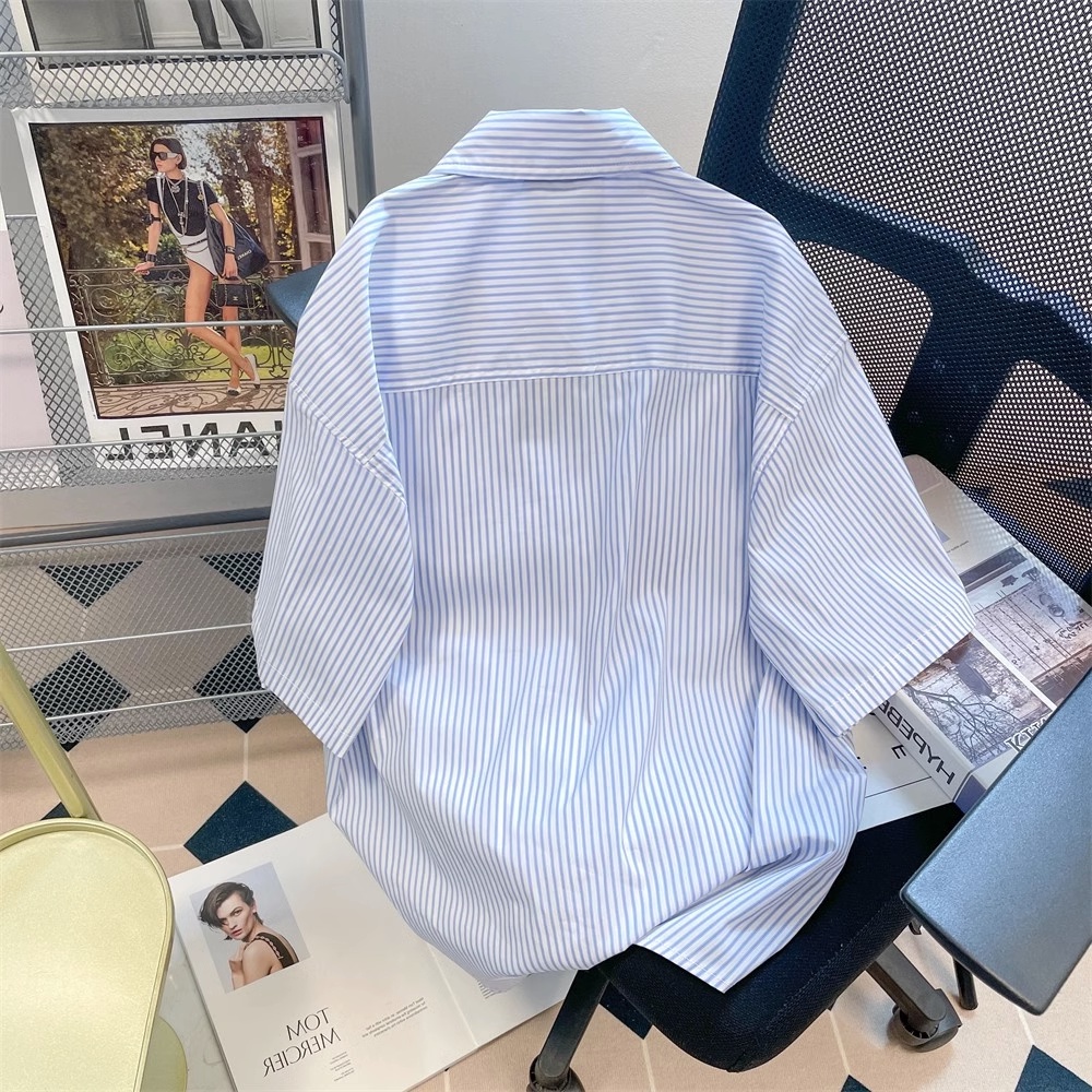 Áo Sơ Mi Tay Ngắn Dáng Rộng Thêu Họa Tiết Phong Cách Nhật Bản Thời Trang Mùa Hè Cho Nam 150kg 2