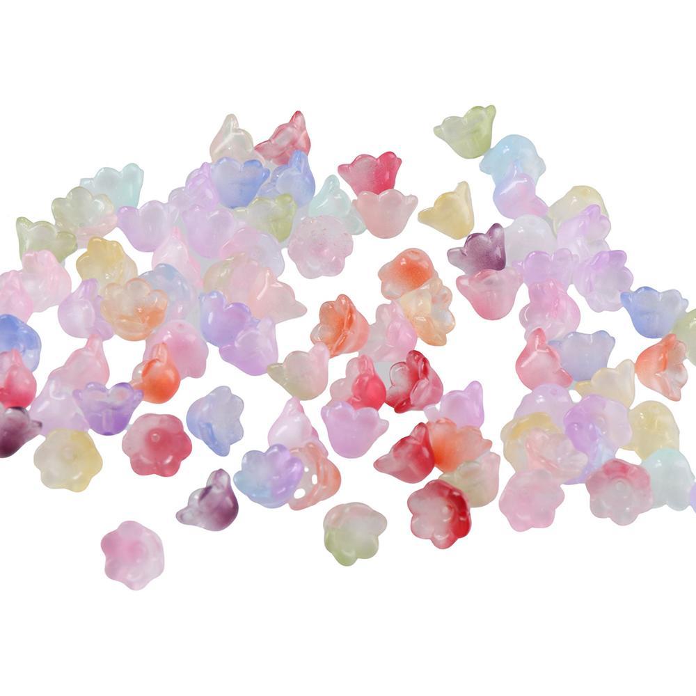 SUMU Set 100 Hạt Thủy Tinh 12x7mm Nhiều Màu Sắc Làm Trang Sức Thủ Công