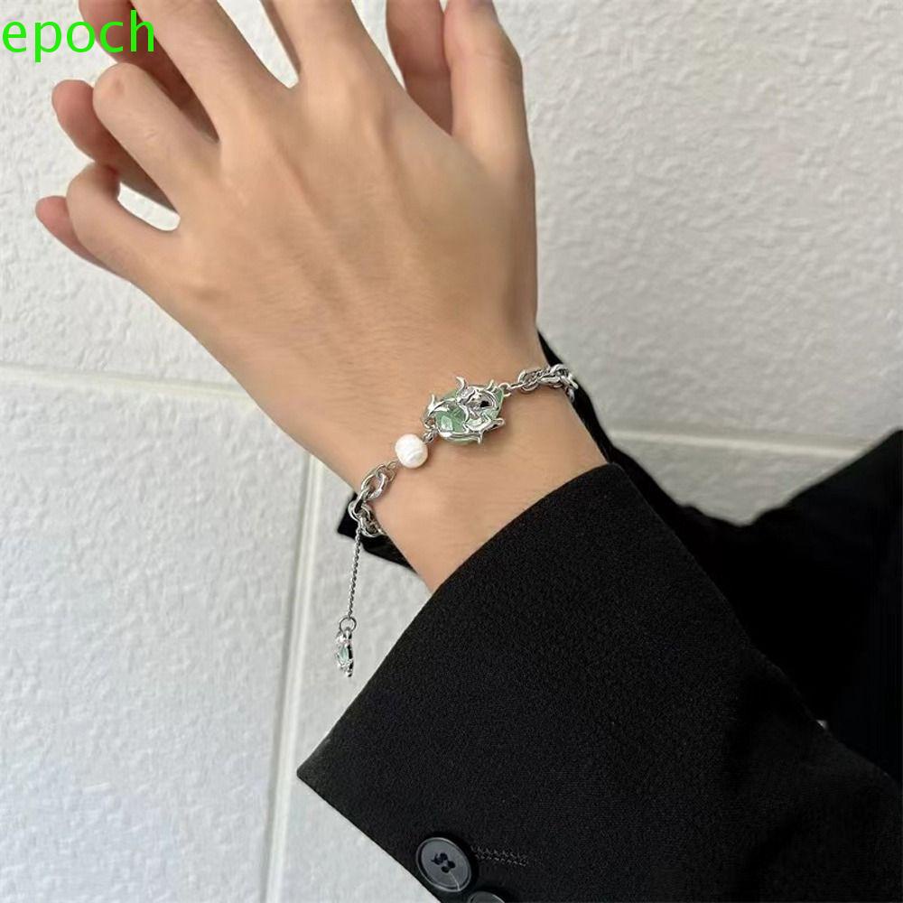 Epoch Vòng Tay / Vòng cổ Bằng Thép Titan Đính Hạt Nhựa Resin Phối Tua Rua Thời Trang Cho Nữ