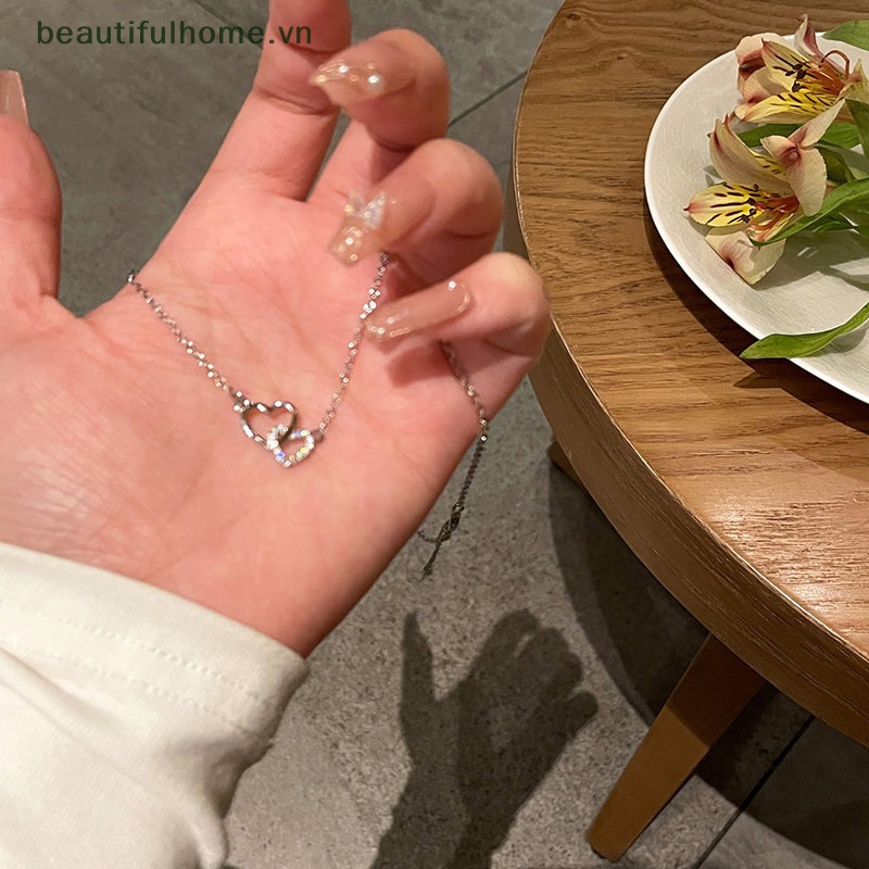 Vòng cổ Mặt Trái Tim Đính Đá Zircon Lấp Lánh Thời Trang Cho Nữ