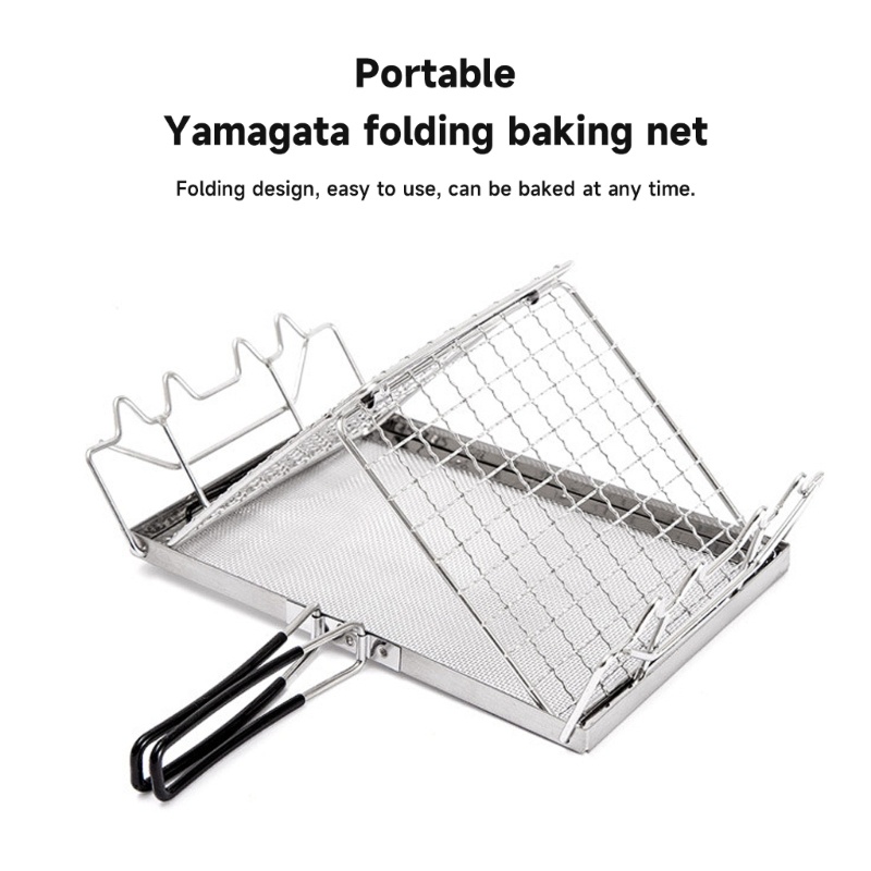 QQ Vỉ Nướng BBQ Bằng Thép Không Gỉ Thiết Kế Nhỏ Gọn Tiện Dụng Cho Cắm Trại