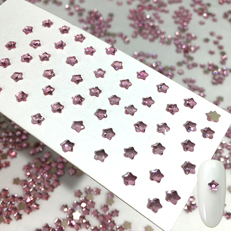 Miếng Dán Pha Lê Nhân Tạo Hình Ngôi Sao / Trái Tim Nhiều Màu Dùng Trang Trí Móng Tay DIY