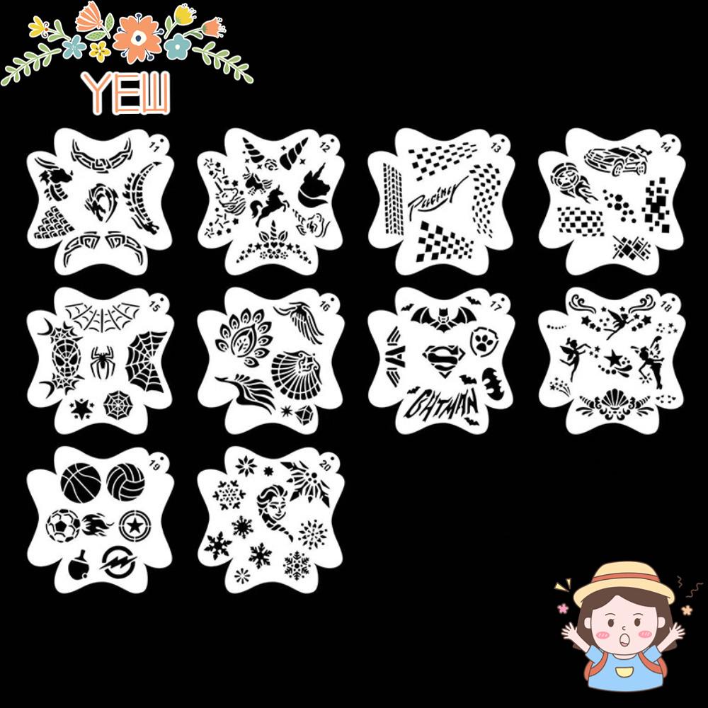 Set 10 Khuôn Vẽ Trang Trí Cơ Thể Có Thể Tái Sử Dụng DIY