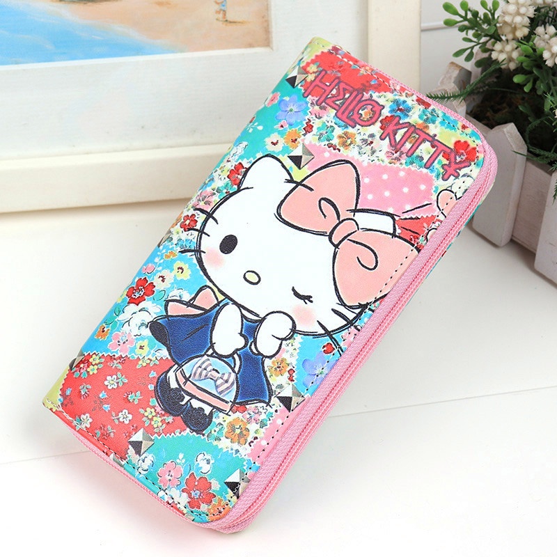 Ví Khóa Kéo Nhiều Ngăn Họa Tiết Hoạt Hình Hello Kitty Zero Đáng Yêu Dành Cho Nữ