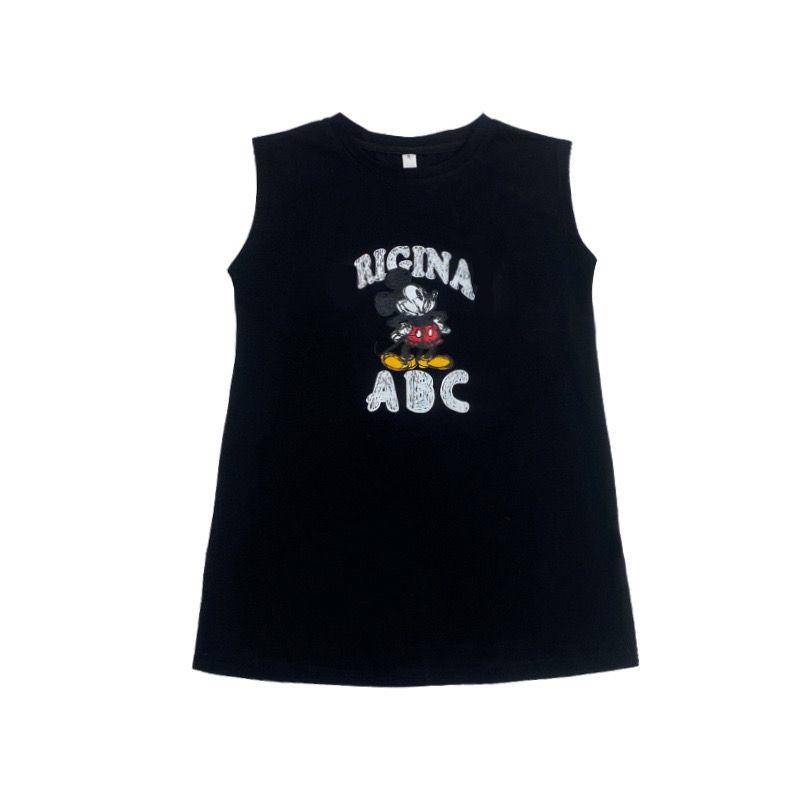 Đầm Dài Không Tay In Hình Hoạt Hình Phong Cách Hàn Quốc Dành Cho Bé Gái