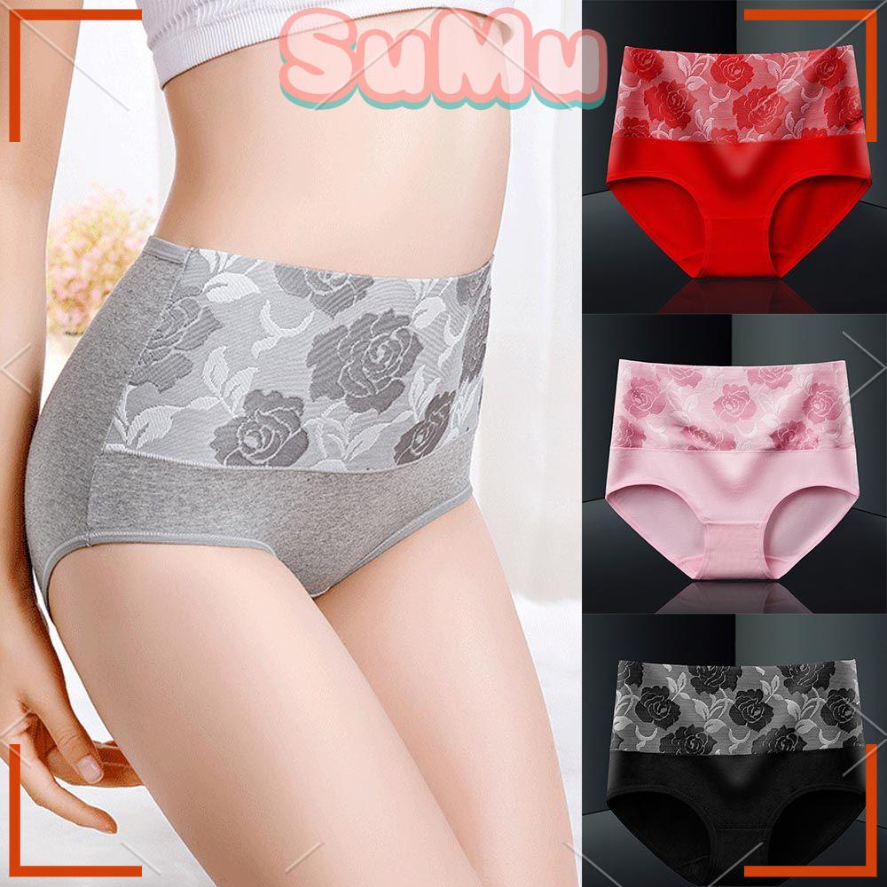 Quần Lót Cotton Lưng Cao Phối Ren Quyến Rũ Cho Nữ