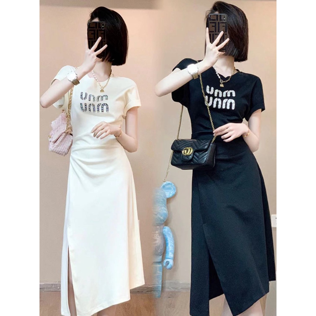 Đầm Thun Dáng Ôm Thiết Kế Xẻ Tà Phong Cách Pháp Thời Trang Mùa Hè Xinh Xắn Cho Nữ