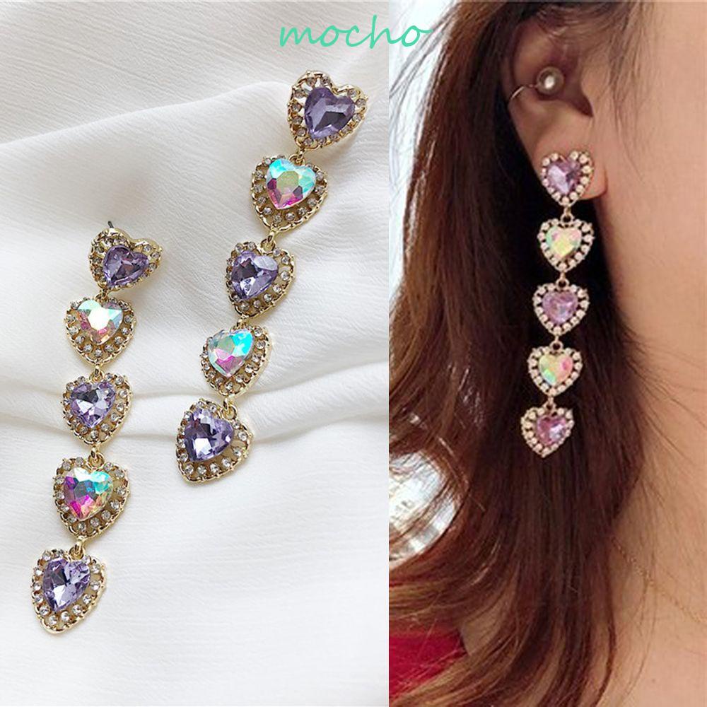 Bông Tai Dáng Dài Hình Trái Tim Xinh Xắn Cho Nữ|Khuyên Tai Lủng Lẳng Hình Học